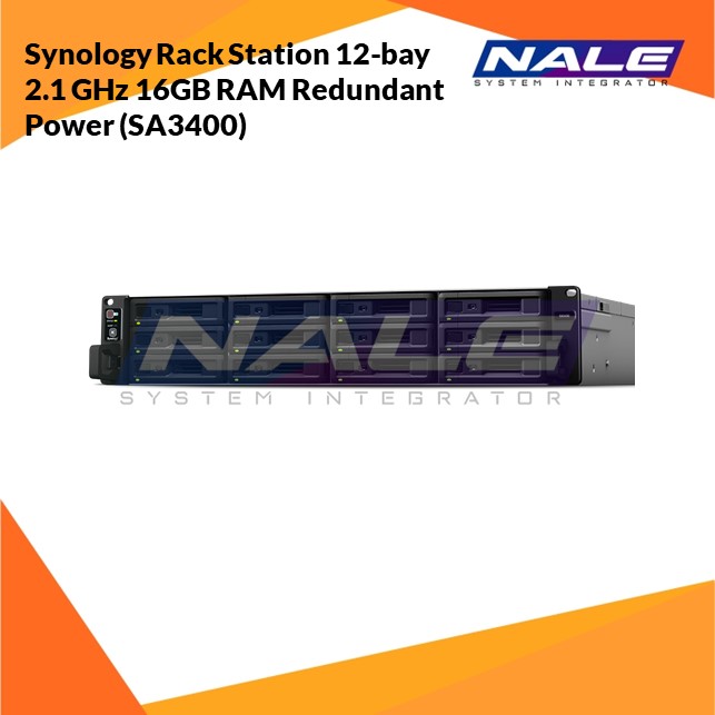 Slide1 Synology Rack Station 12-bay 2.1 GHz 16GB RAM Redundant Power (SA3400) - Gambar 1